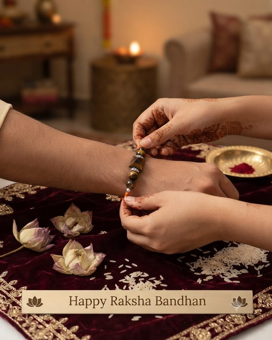 Tiger Eye Pyramid Rakhi – Handmade Strength, Protection & Confidence Rakhi