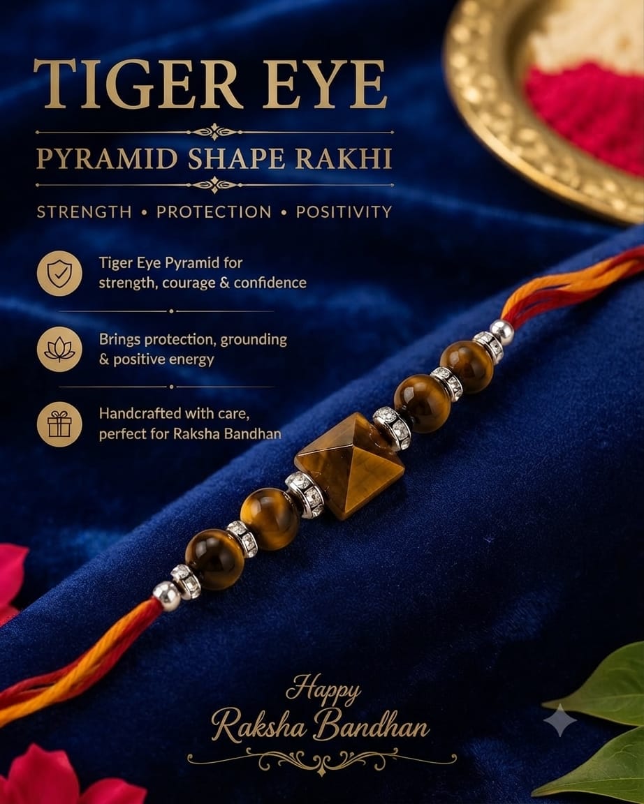 Tiger Eye Pyramid Rakhi – Handmade Strength, Protection & Confidence Rakhi