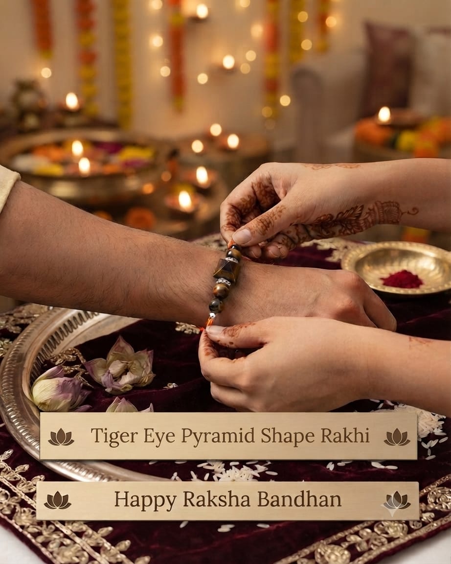 Tiger Eye Pyramid Rakhi – Handmade Strength, Protection & Confidence Rakhi