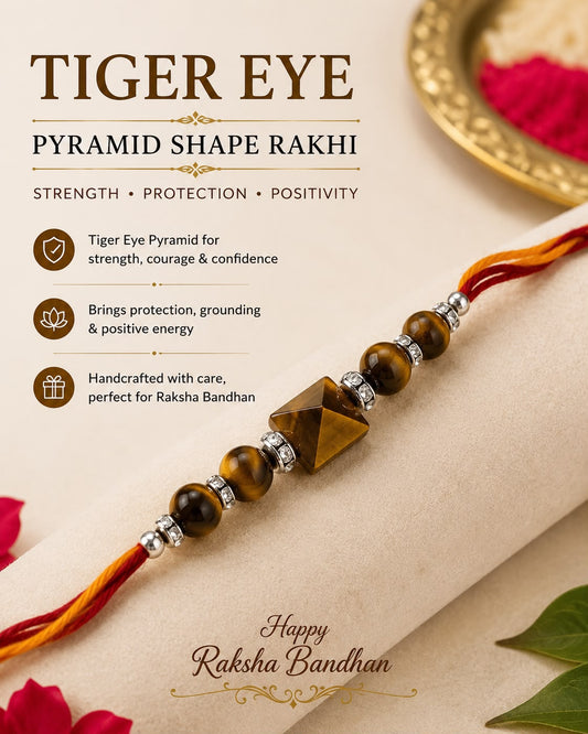 Tiger Eye Pyramid Rakhi – Handmade Strength, Protection & Confidence Rakhi